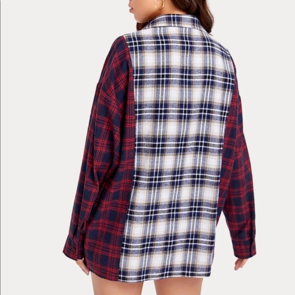✨ SOLD ✨ ROMWE | Plaid Sliced Overshirt - Picture 2 of 3